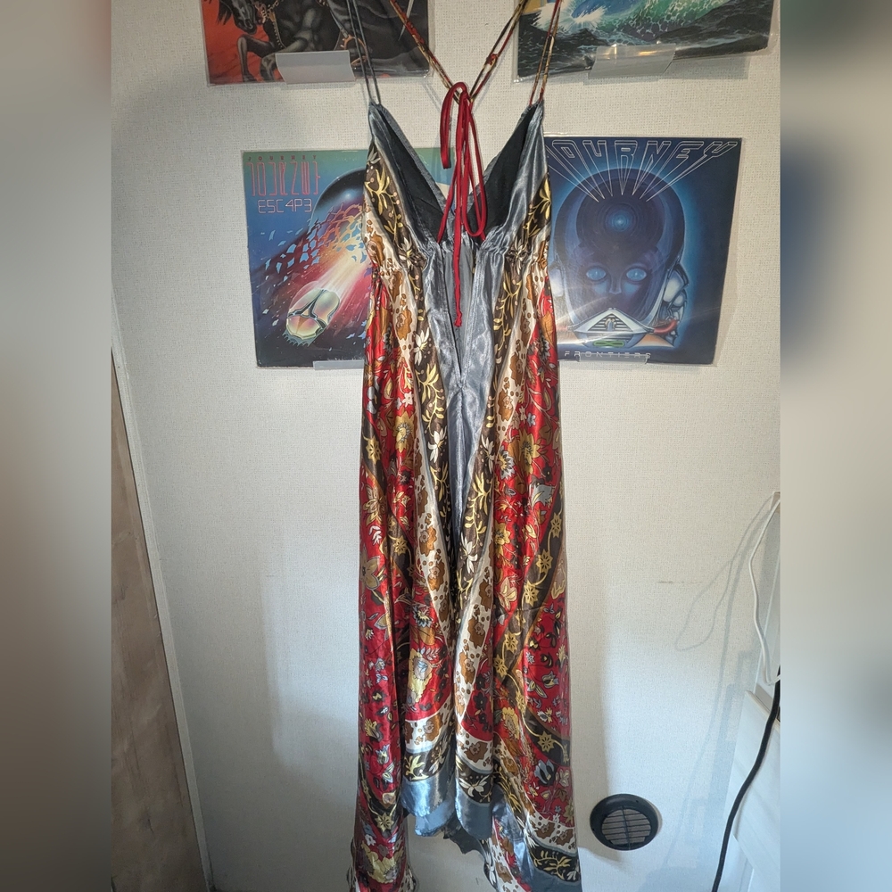 Satin Handkerchief Strappy Midi Dress By She's Cool Size L
